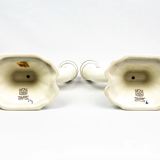 Pair of Renaissance candlesticks in earthenware – Gien pottery, 1970s