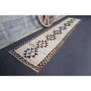 1970s Vintage Turkish Oushak Diamond Wool Runner 83x343