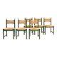 Odessa dining chairs set of 6, stained birchwood, Danish cord, 1970s