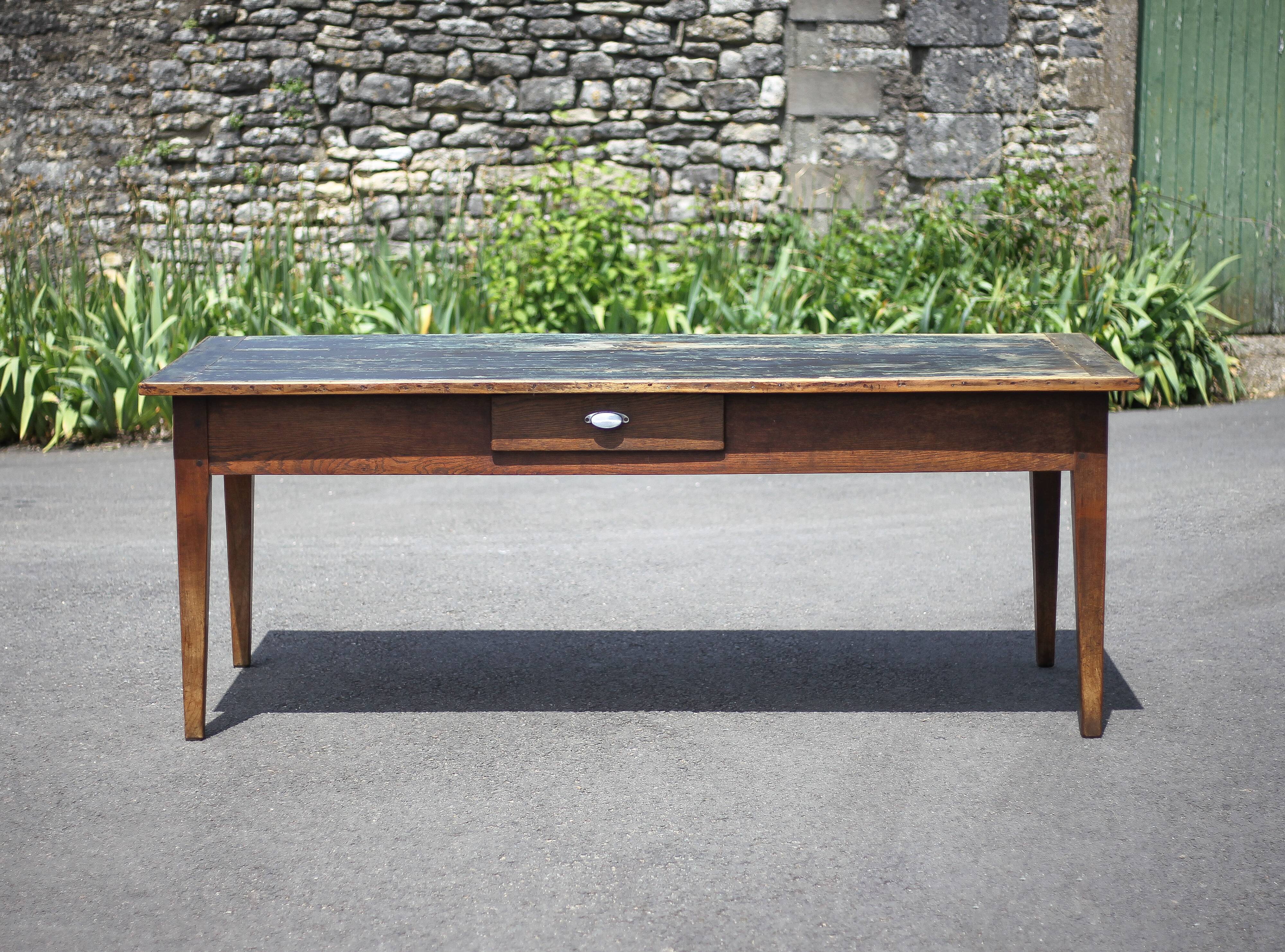 Farmhouse table and its 2 benches, living room table, wooden table with pair of wooden benches