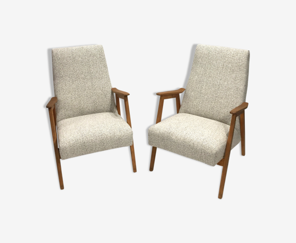 Pair of 60s retaped armchairs