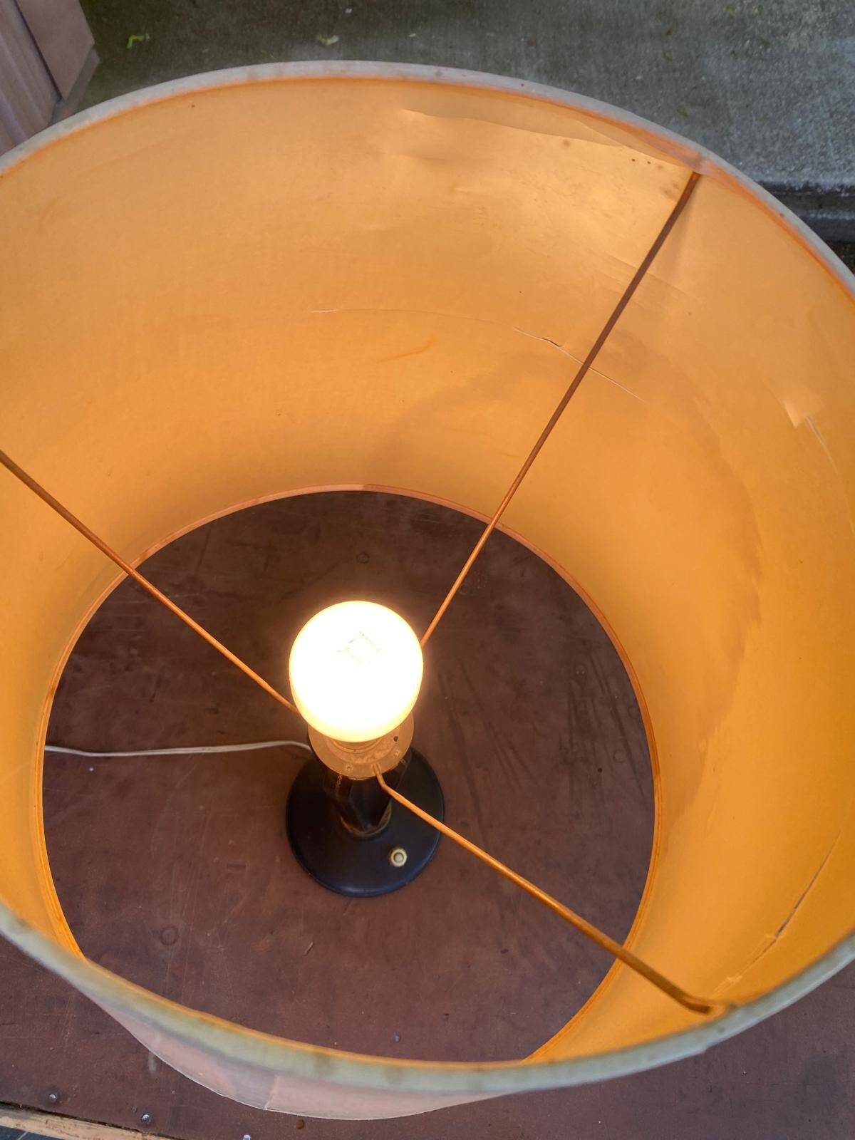 Vintage black leather lamp base from the 1950s.