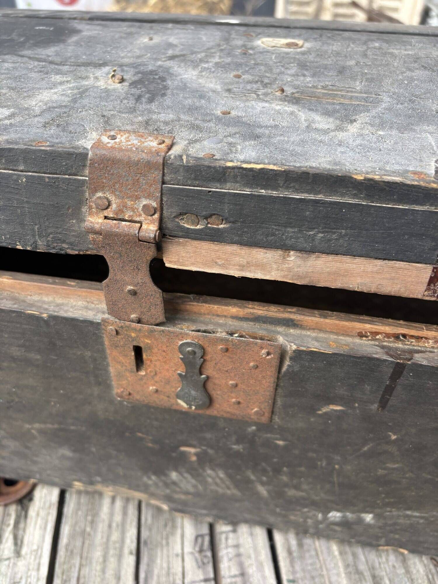 Black travel trunk