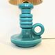 Art Deco green ceramic candle holder lamp base with raffia shade