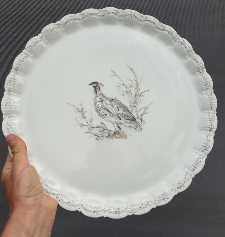 Hand-painted pheasant dish porcelain Au Vase Etrusque Paris