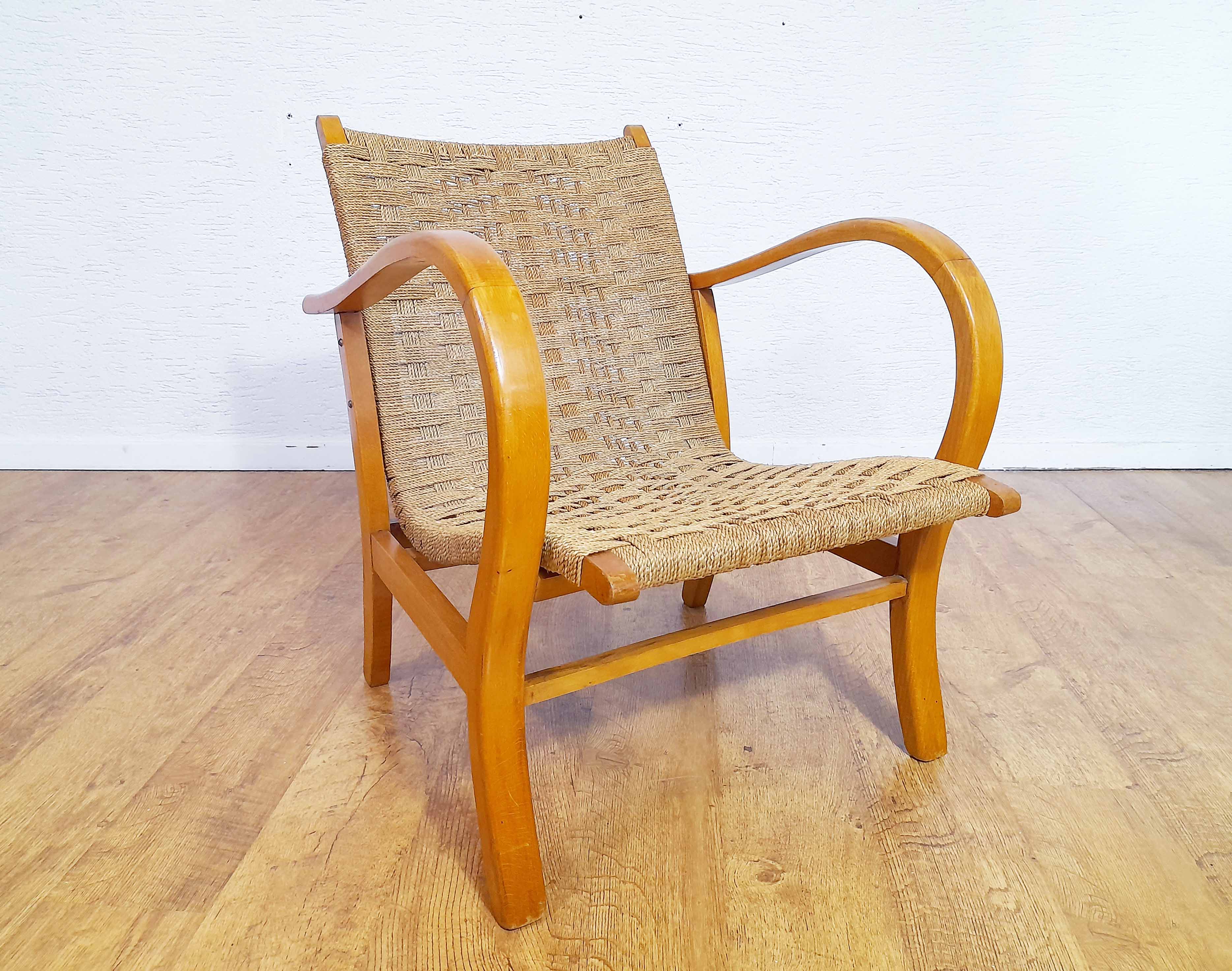 Armchair in rope and wood by Ercih Dieckmann 1930