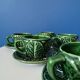 Lot de 6 tasses à café vintage en barbotine chou vert – faïence vintag