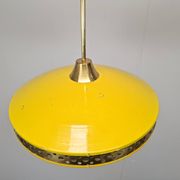 1970s Ludib Mid-Century Pendant Lamp in Yellow Metal, Brass and Glass