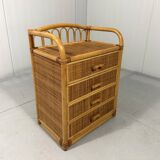 Rattan chest of drawers bedside table 1980’s