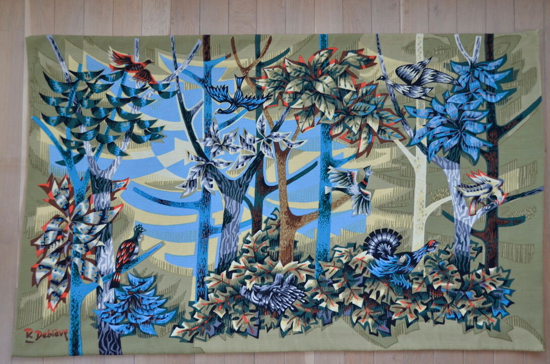Silkscreened tapestry "The Forest" by Robert Debiève