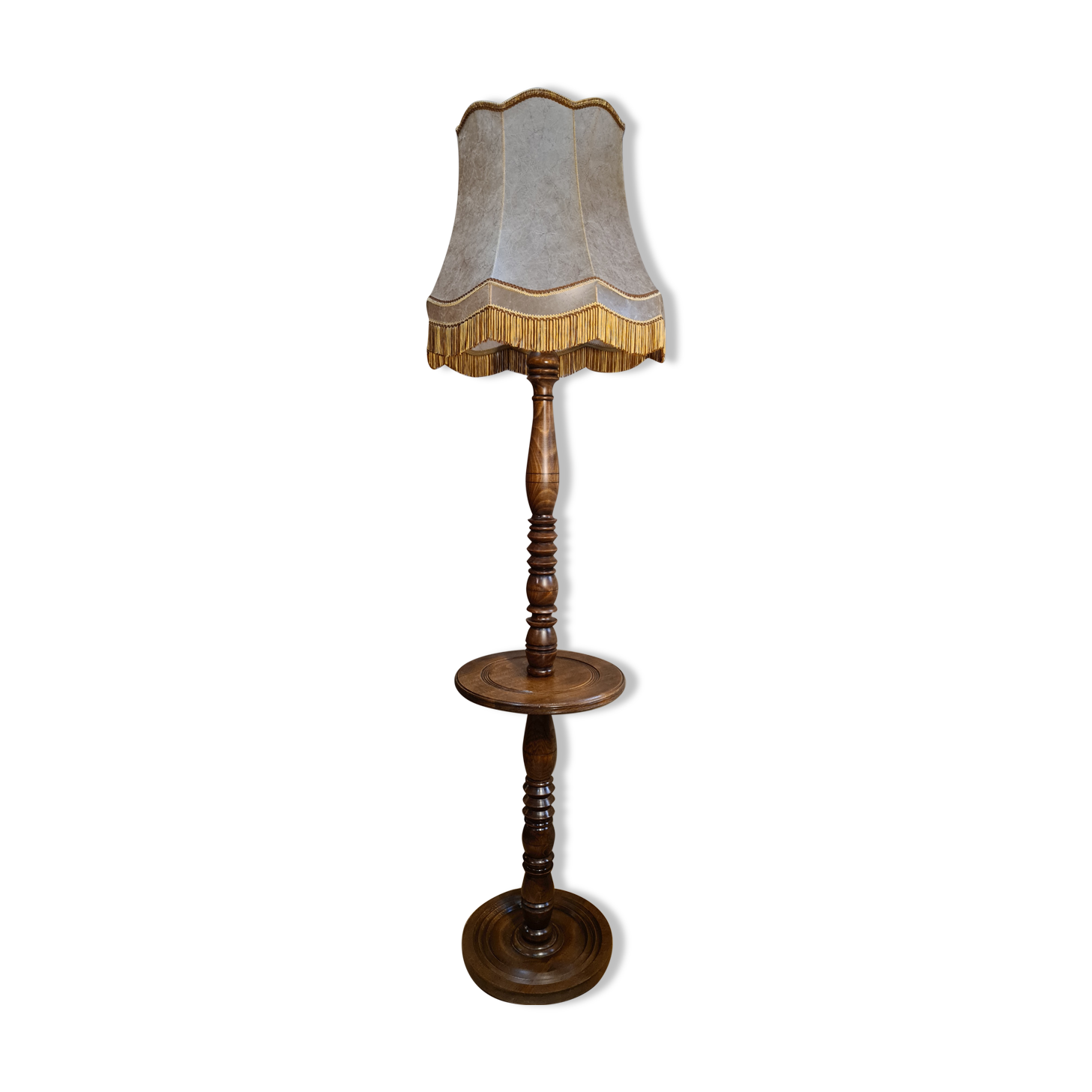 Turned wooden floor lamp 1940 to 50
