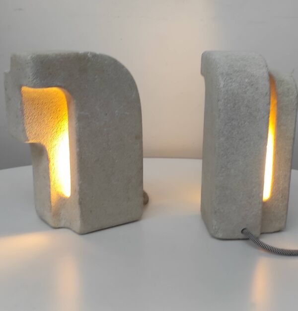 Paire de lampes en pierre.  Albert Tormos  1970