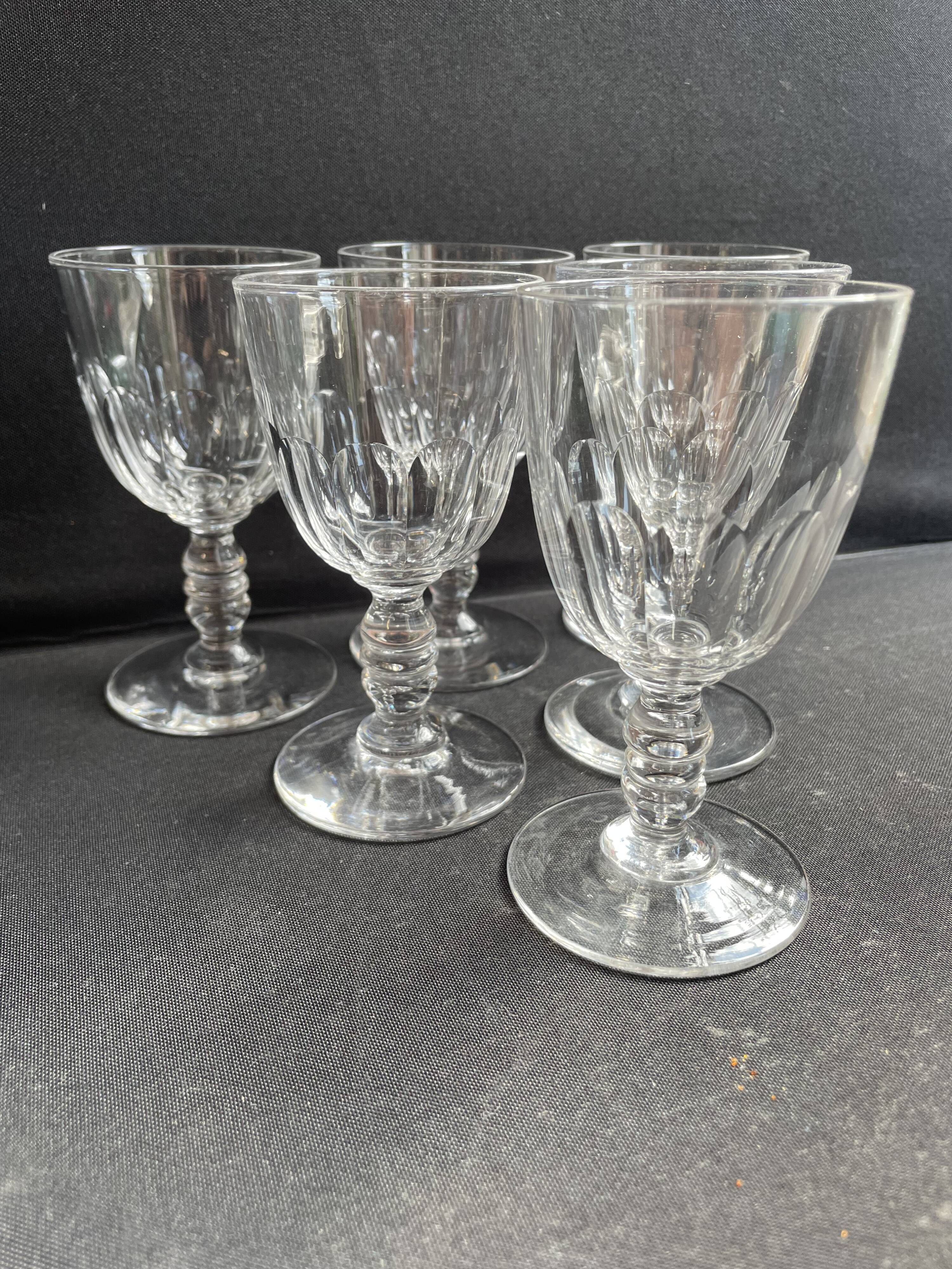 6 Baccarat Clermont 19th century cooked wine glasses