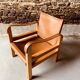 Safari armchair in wood and leather -1950's