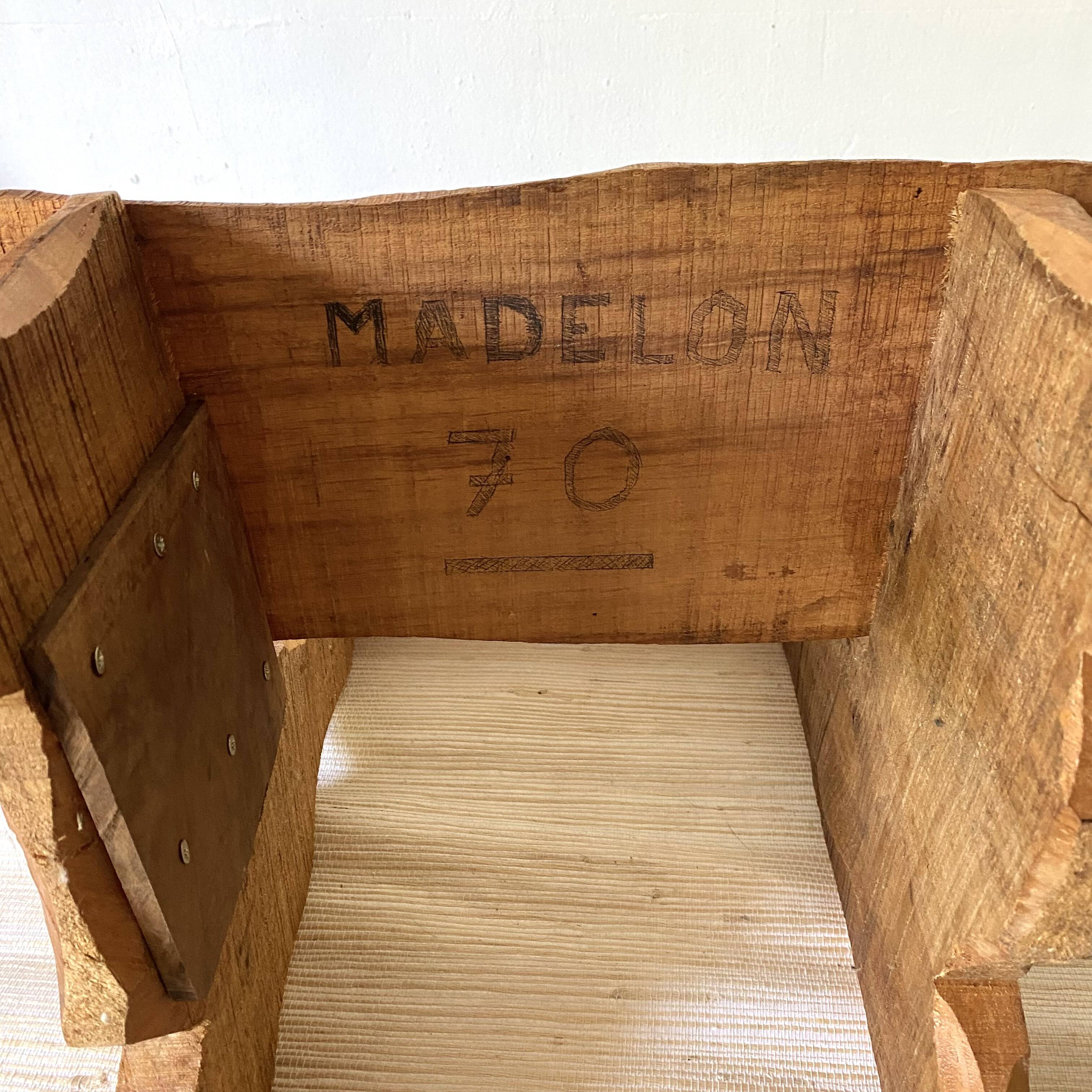 Brutalist low chair in solid wood