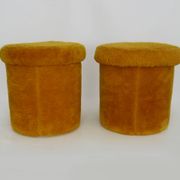Pair of poufs, fur stools with storage inside, 1970s.