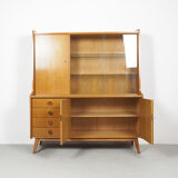 Vintage German Oak Buffet With Showcase, 1960's