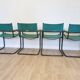 Fauteuils Vintage Mart Stam Style S34 : Cuir Turquoise, Tige Tubulaire Noire