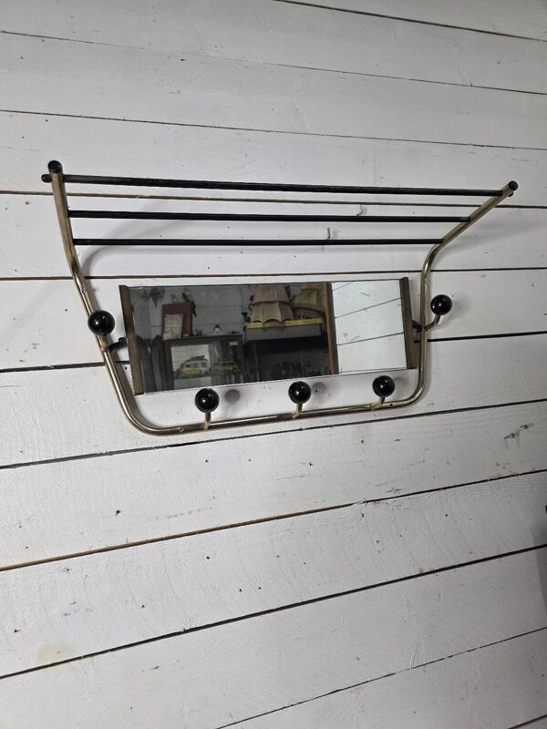 Porte manteau vintage a miroir pivotant des années 60