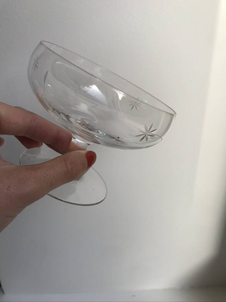 lot de 6 coupes à champagne dépareillées en cristal gravé années 30
