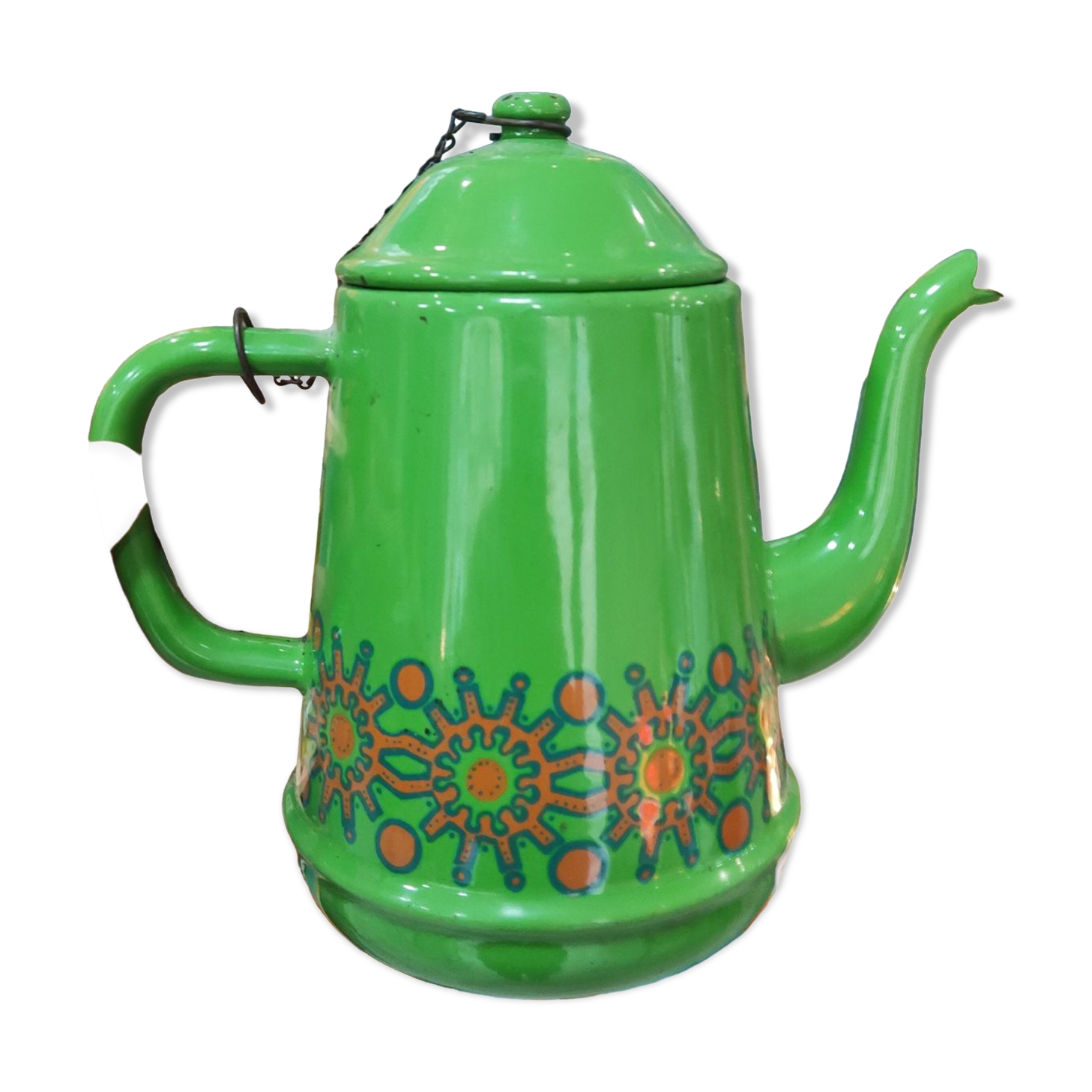 Green enamelled coffee maker