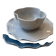 Bol céramique émaillée artisanal fleur trèfle pop gris bleu