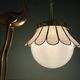 Globe pendant light and vintage lampshade in opaline and mother-of-pearl