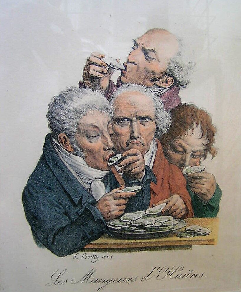 Color lithograph "the oyster eaters" Léopold Boilly
