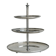 Vintage three-tiered serving stand in patinated silver metal.