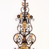 Appliques murales italiennes en cristal et fer forgé doré par Banci Florence, années 1960