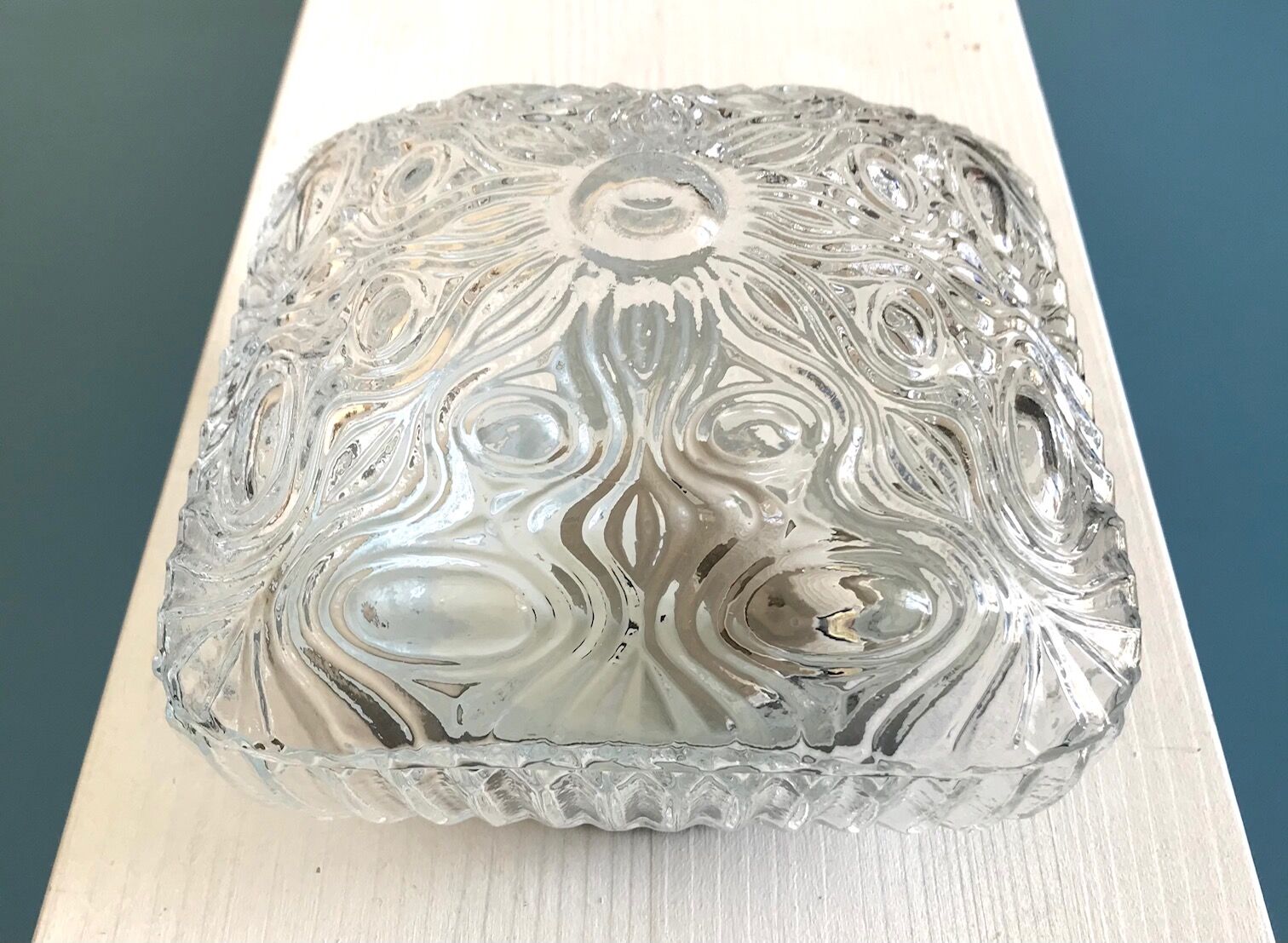 Moulded glass ceiling light