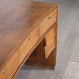 Curved Directors desk in walnut, Italy 1940s