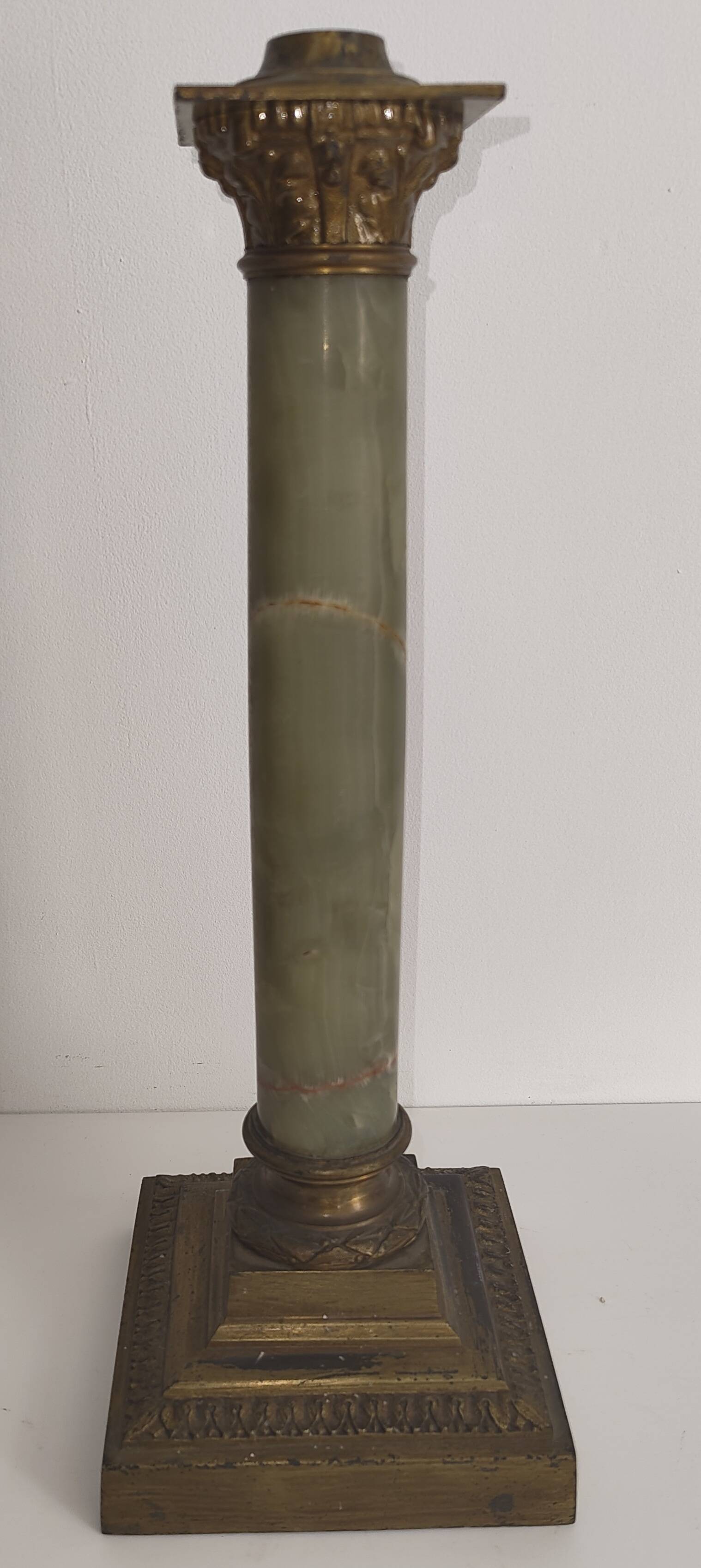 Napoleon III column candlestick in onyx and gilded bronze