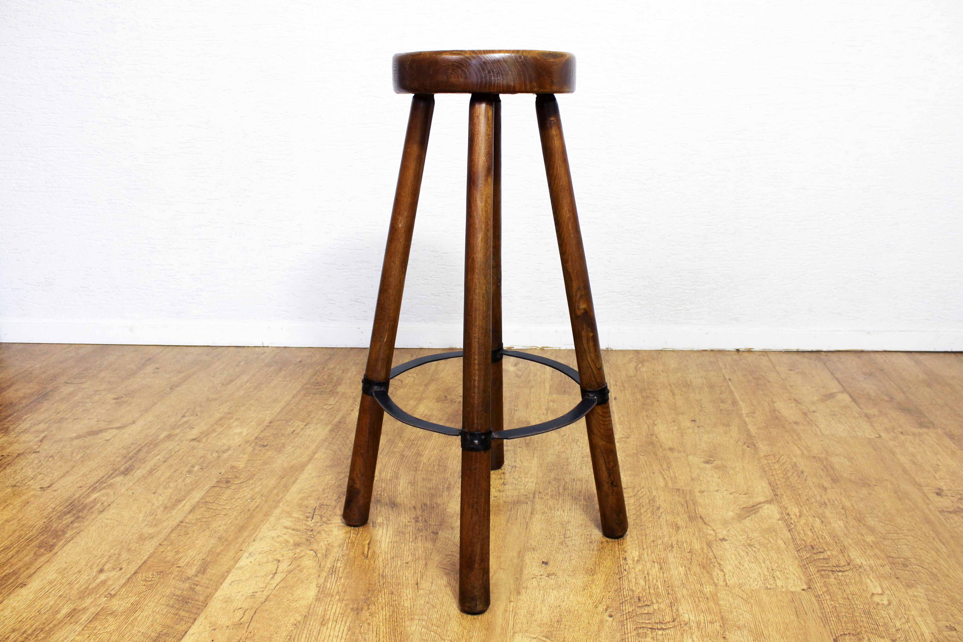 High stool in solid wood