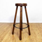 High stool in solid wood