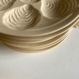 Set of 6 plates fish with oysters in ivory faience 1960