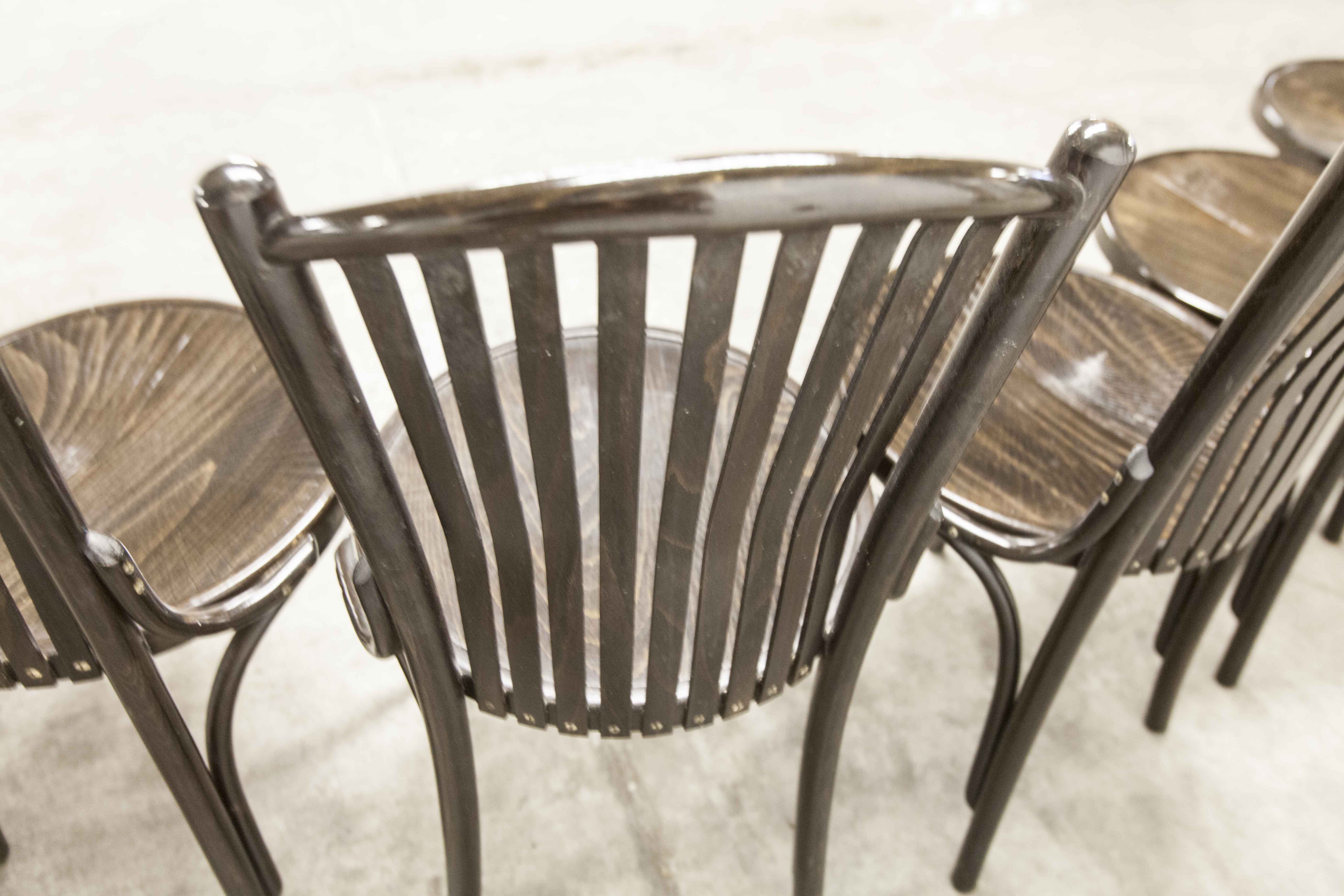 Set of 6 chairs Bistrot Baumann ref 22 curved wood