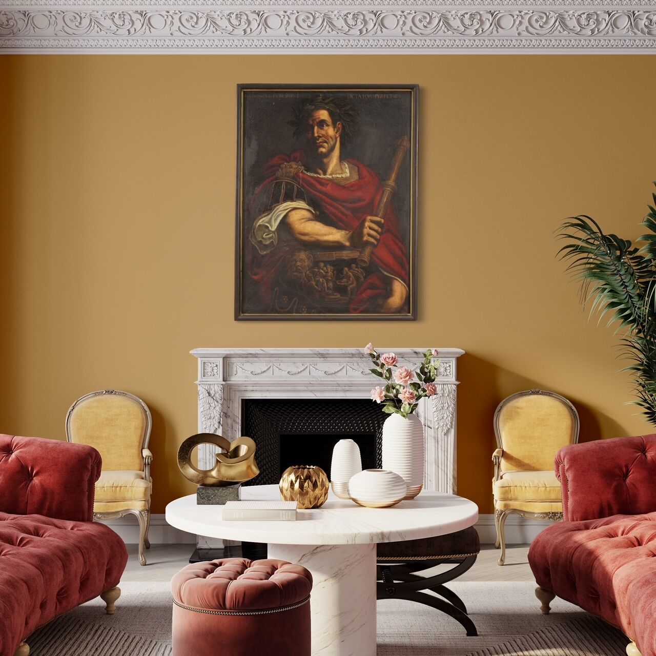 Rare tableau italien représentant Jules César du XVIIe siècle