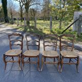 4 wooden country straw chairs