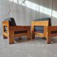 Pair of pine armchairs
