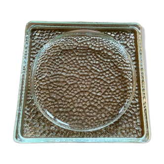 Cendrier vide poche pavé de verre 1950