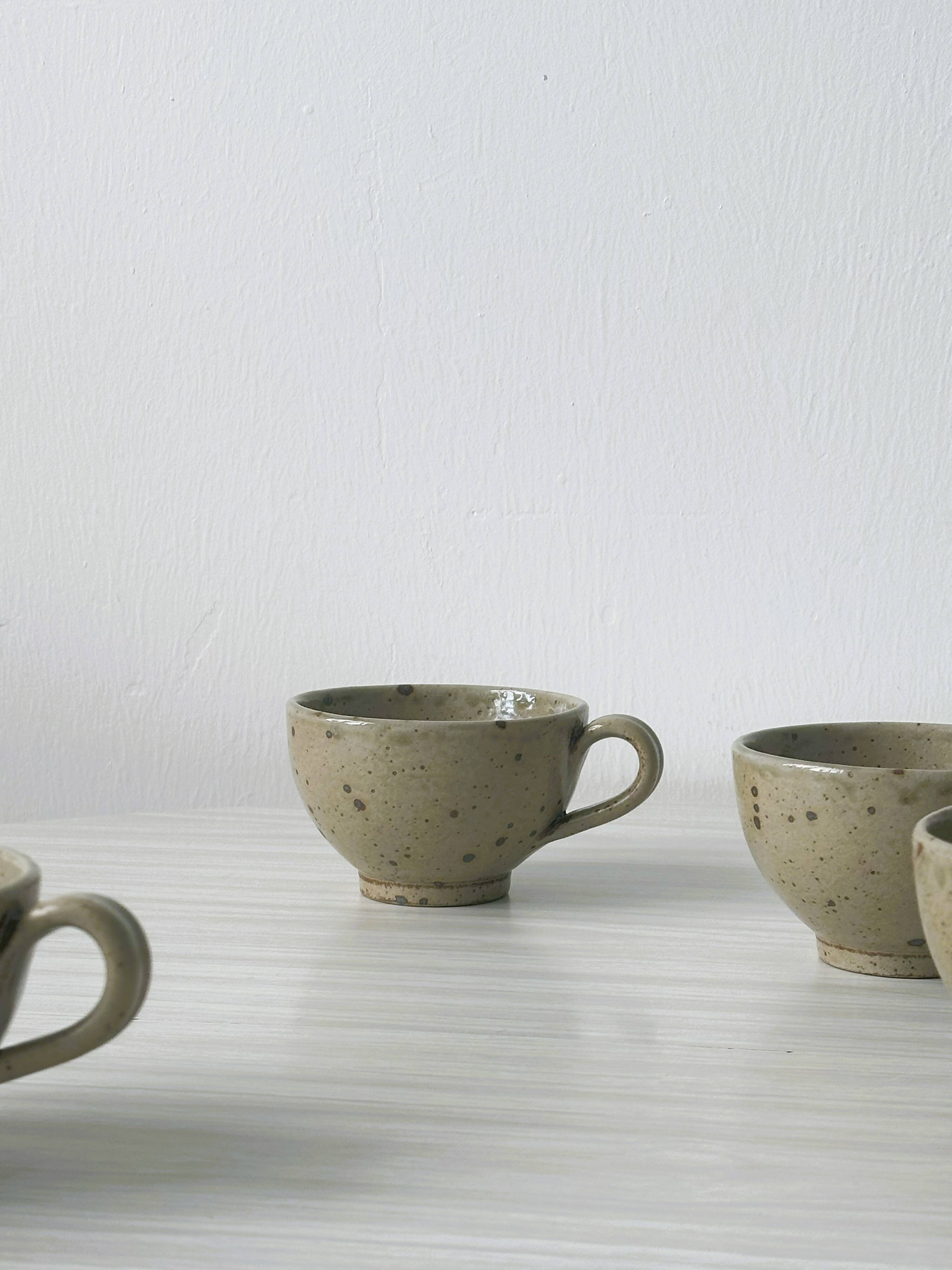 Pyrite 'quail shell' ceramic stoneware mugs