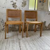 Pair of Baumann chairs beech and cannage
