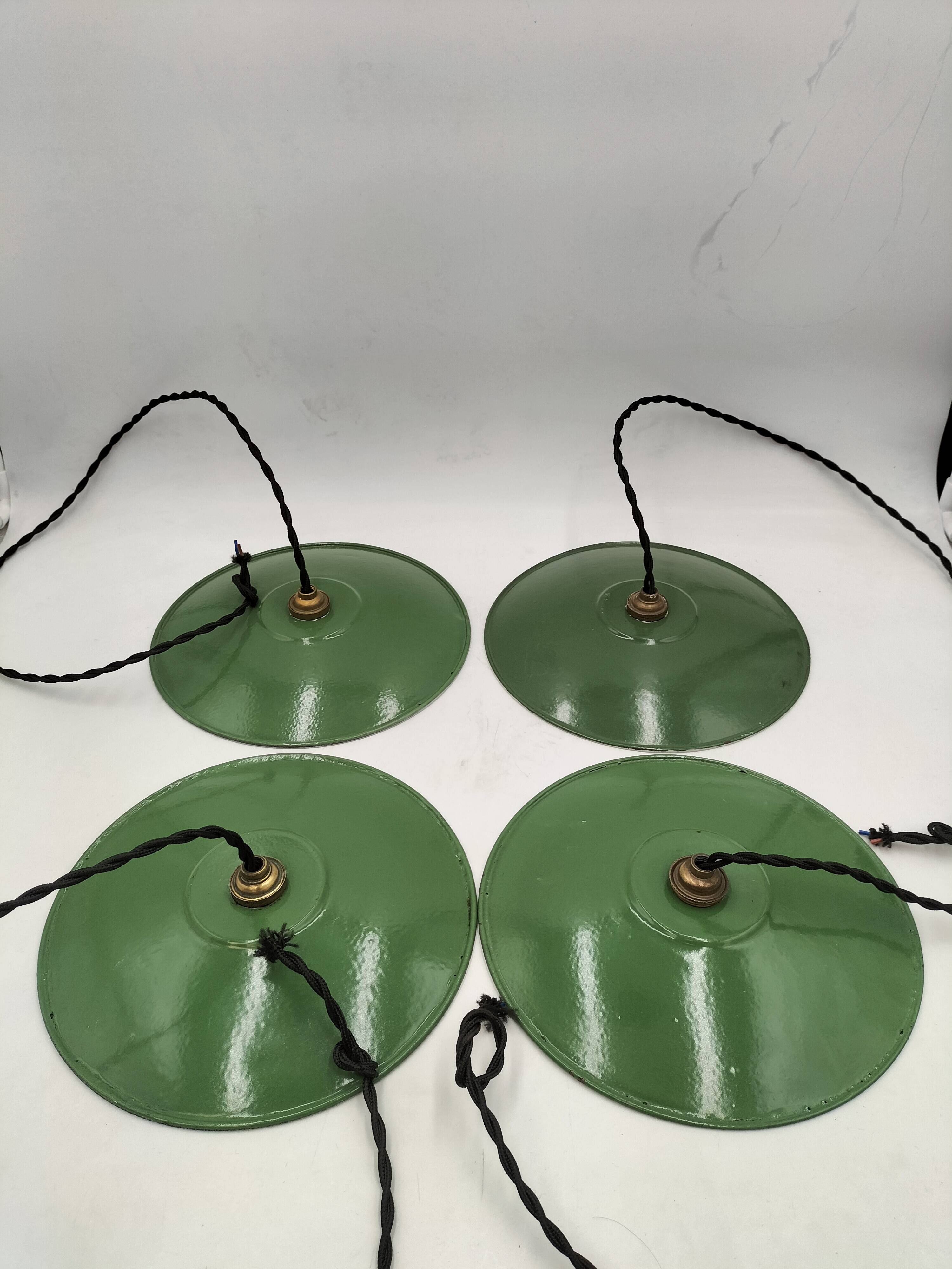 Enameled sheet metal pendant lights