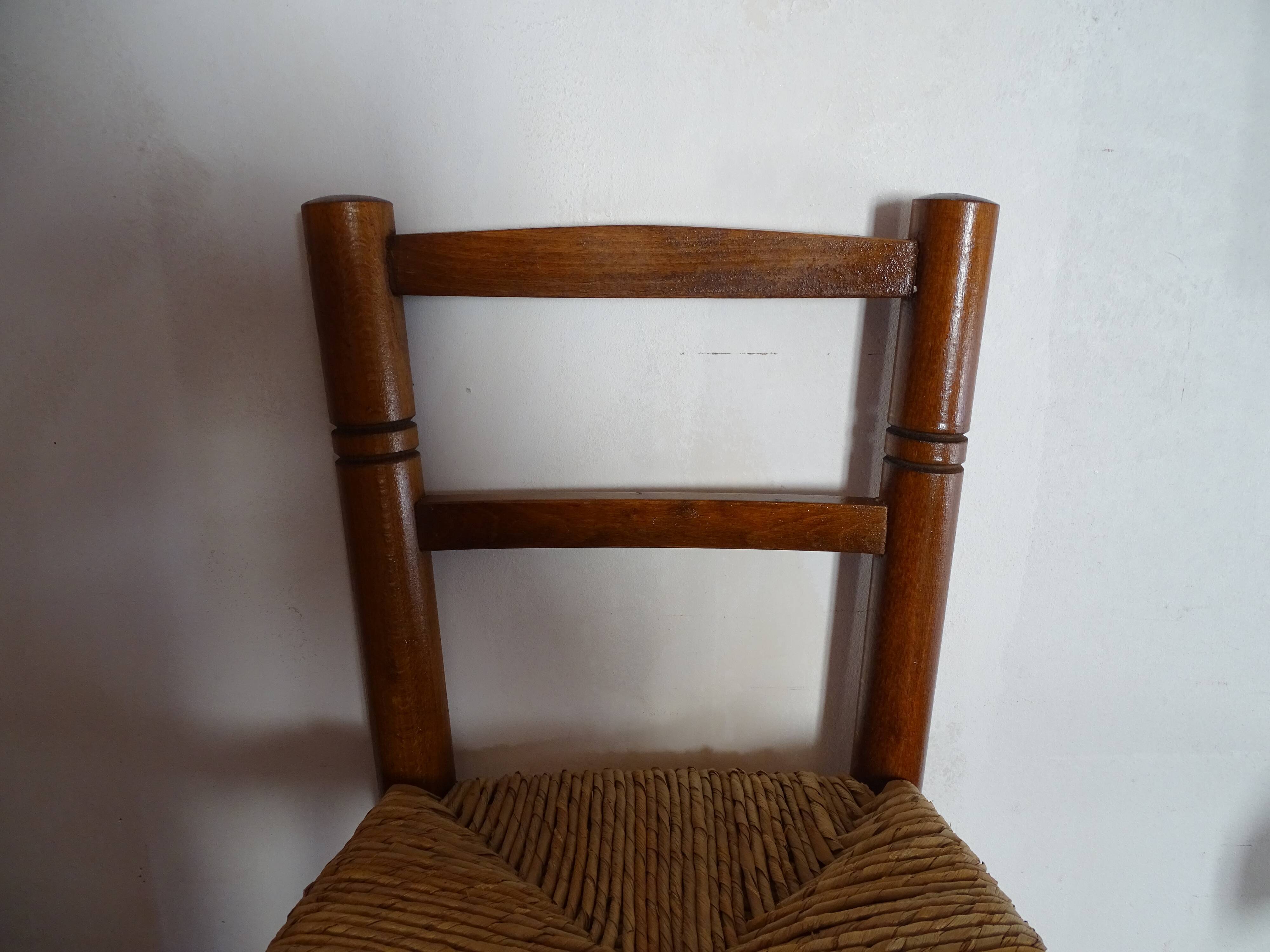 Chaise bois paillée enfant vintage