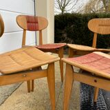 Series of 4 mulched chairs 1950 Roger landault publisher robert sentou
