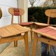 Série de 4 chaises paillées 1950 Roger landault  éditeur robert sentou