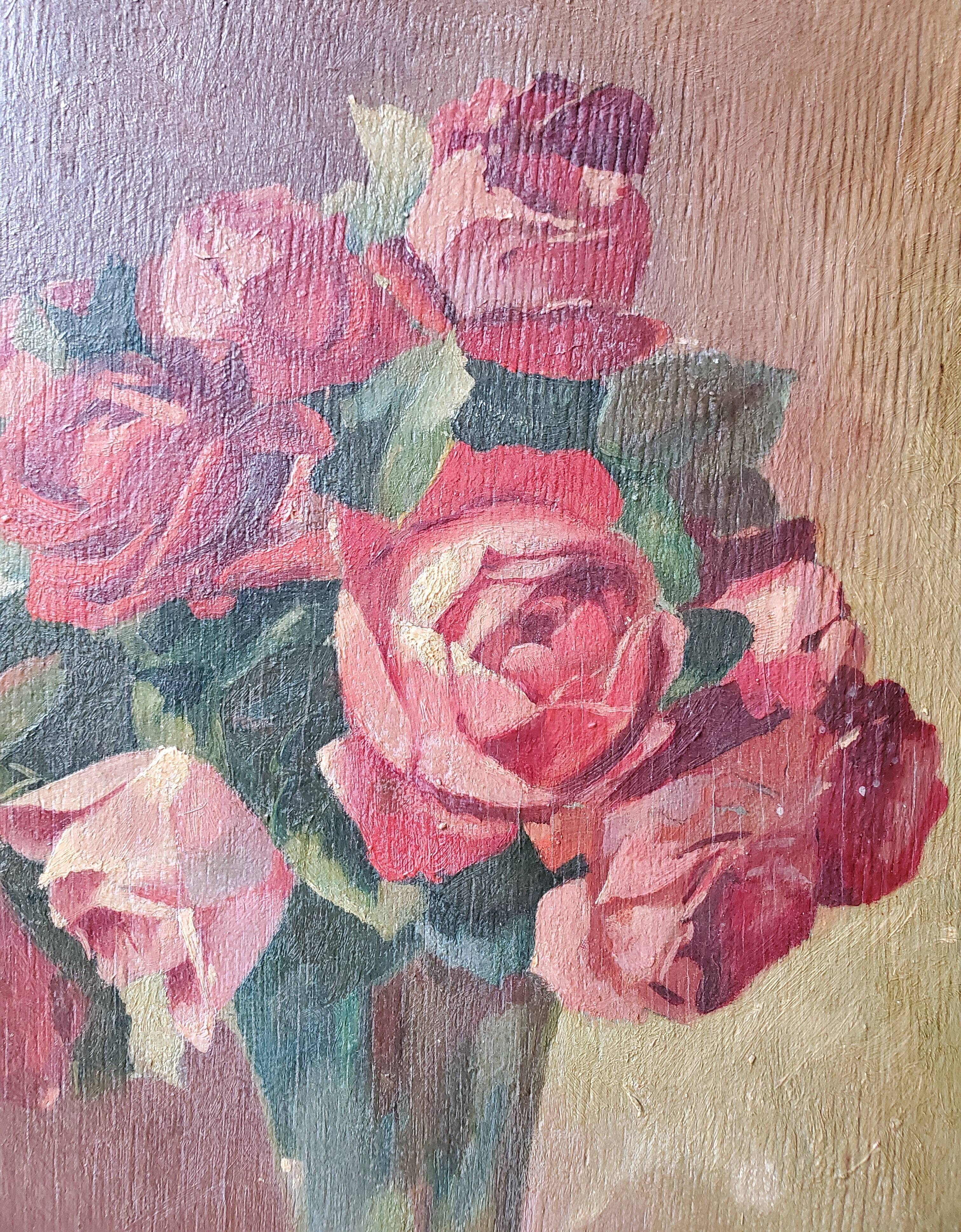 Wood painting duo: roses