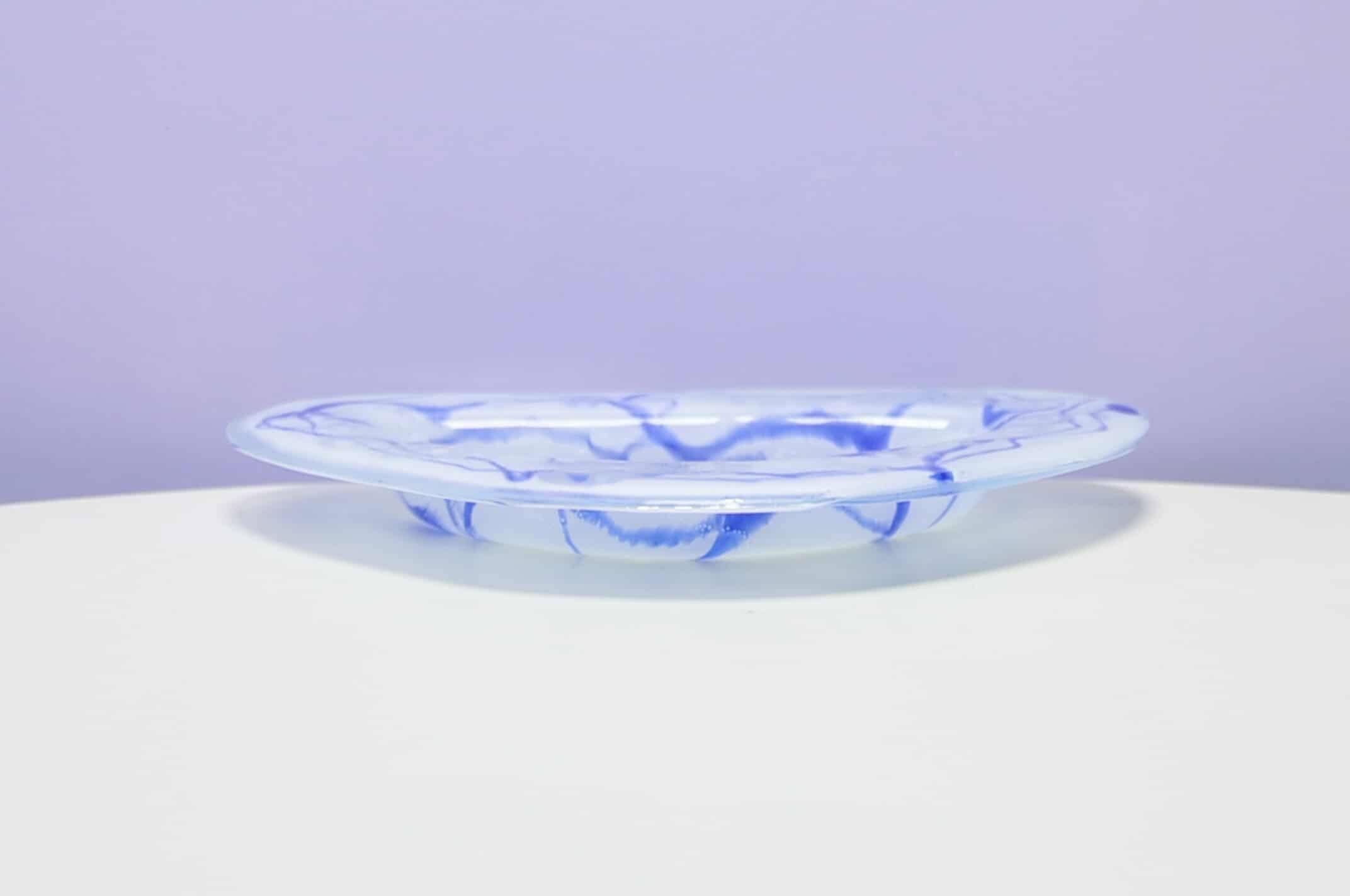 Vintage blue glass bowl swirl