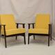 Armchair Henryk Lis 300-190 years 1970 yellow fabric Pierre Frey.